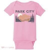 Park City Utah Faded Mountain Forest Hiking Baby Bodysuit thumb 0