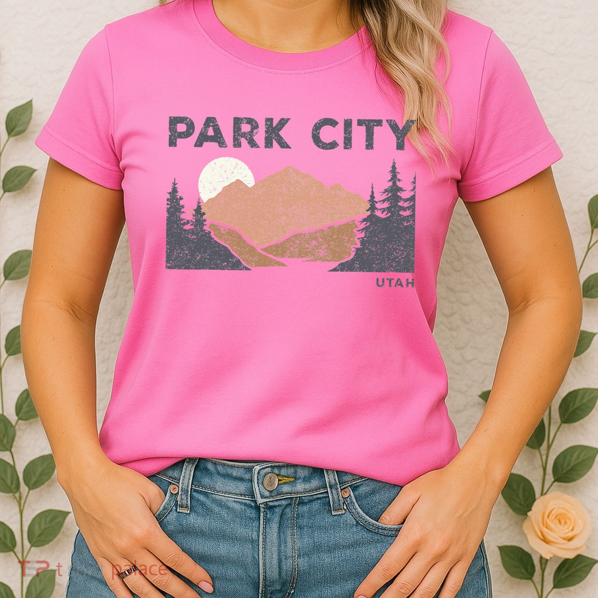 Park City Utah Faded Mountain Forest Hiking Women's T-Shirt