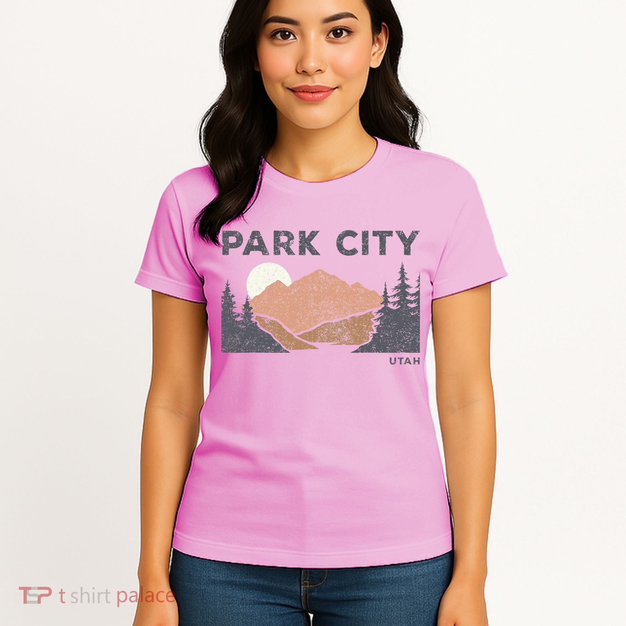 Park City Utah Faded Mountain Forest Hiking Women's T-Shirt