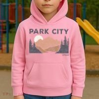 Park City Utah Faded Mountain Forest Hiking Kids Hoodie thumb 2