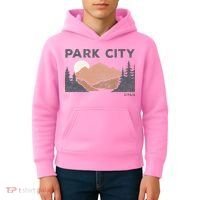 Park City Utah Faded Mountain Forest Hiking Kids Hoodie thumb 4