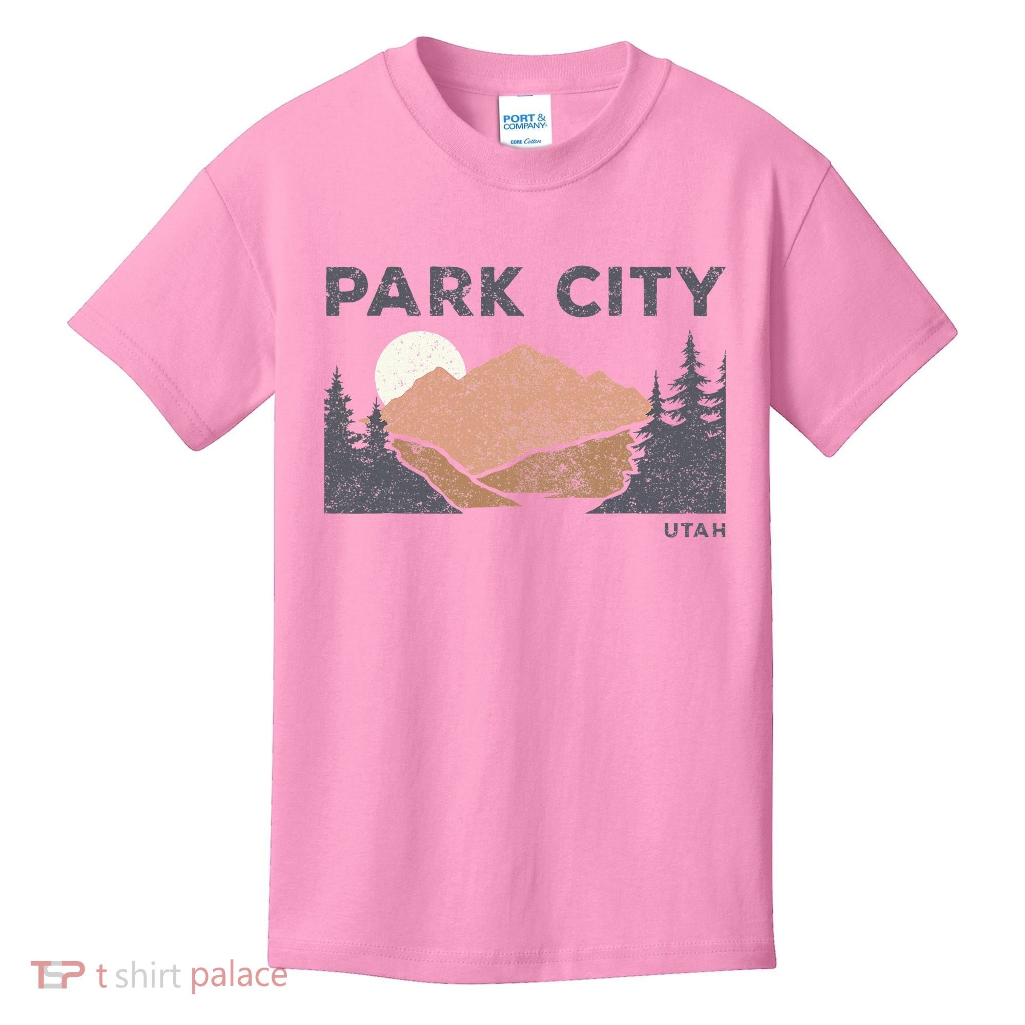 Park City Utah Faded Mountain Forest Hiking Kids T-Shirt