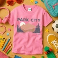 Park City Utah Faded Mountain Forest Hiking Kids T-Shirt thumb 3