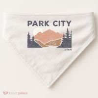 Park City Utah Faded Mountain Forest Hiking USA-Made Doggie Bandana thumb 0