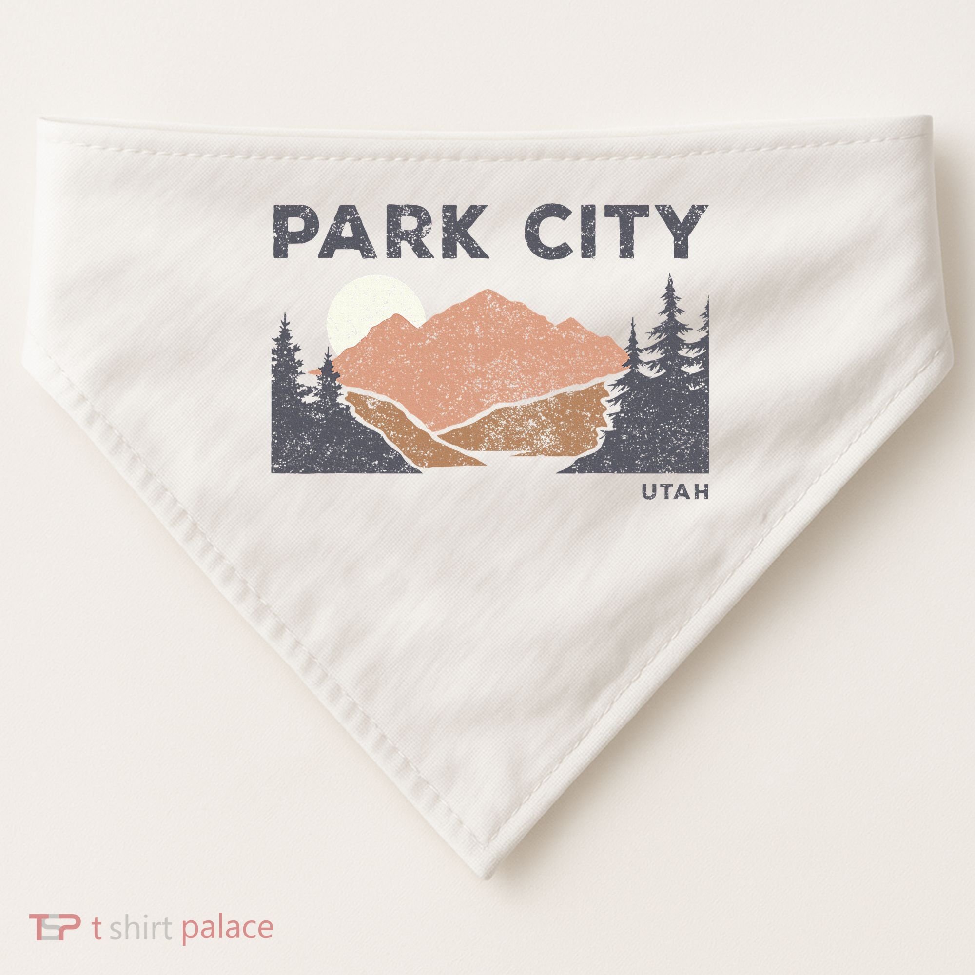 Park City Utah Faded Mountain Forest Hiking USA-Made Doggie Bandana