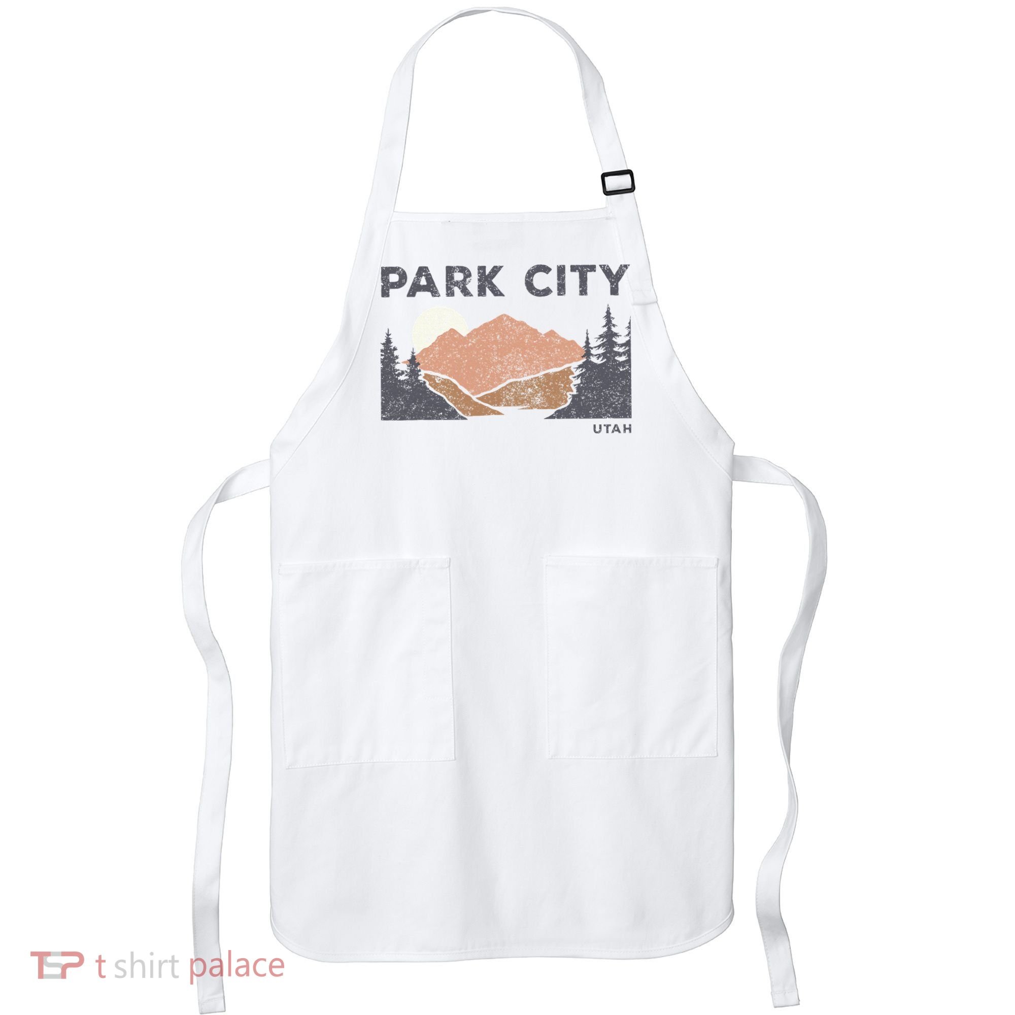 Park City Utah Faded Mountain Forest Hiking Apron