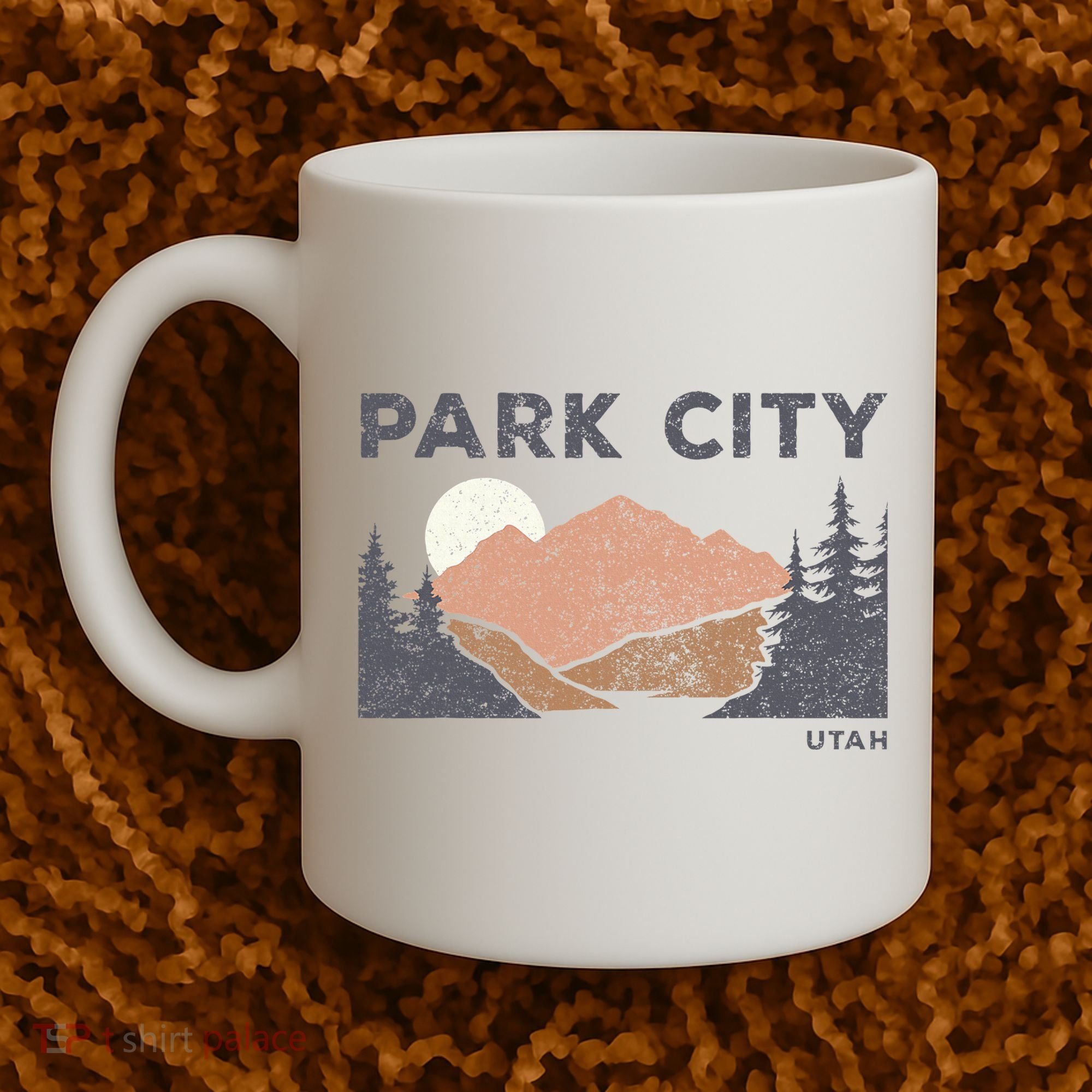 Park City Utah Faded Mountain Forest Hiking Coffee Mug