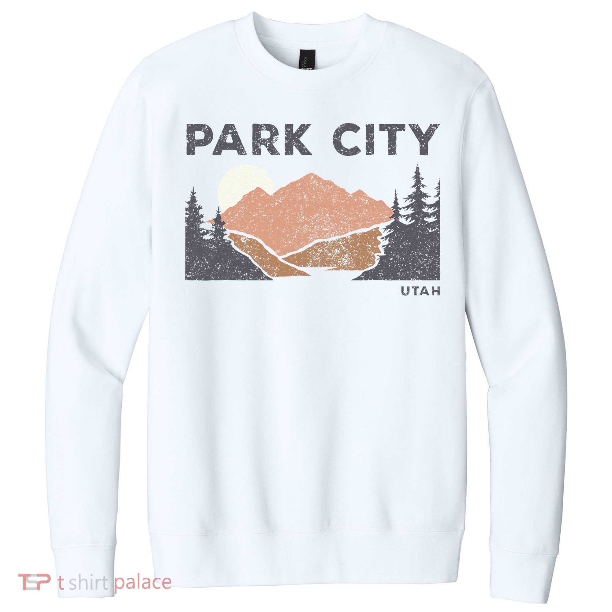 Park City Utah Faded Mountain Forest Hiking V.I.T. Fleece Crew Sweatshirt