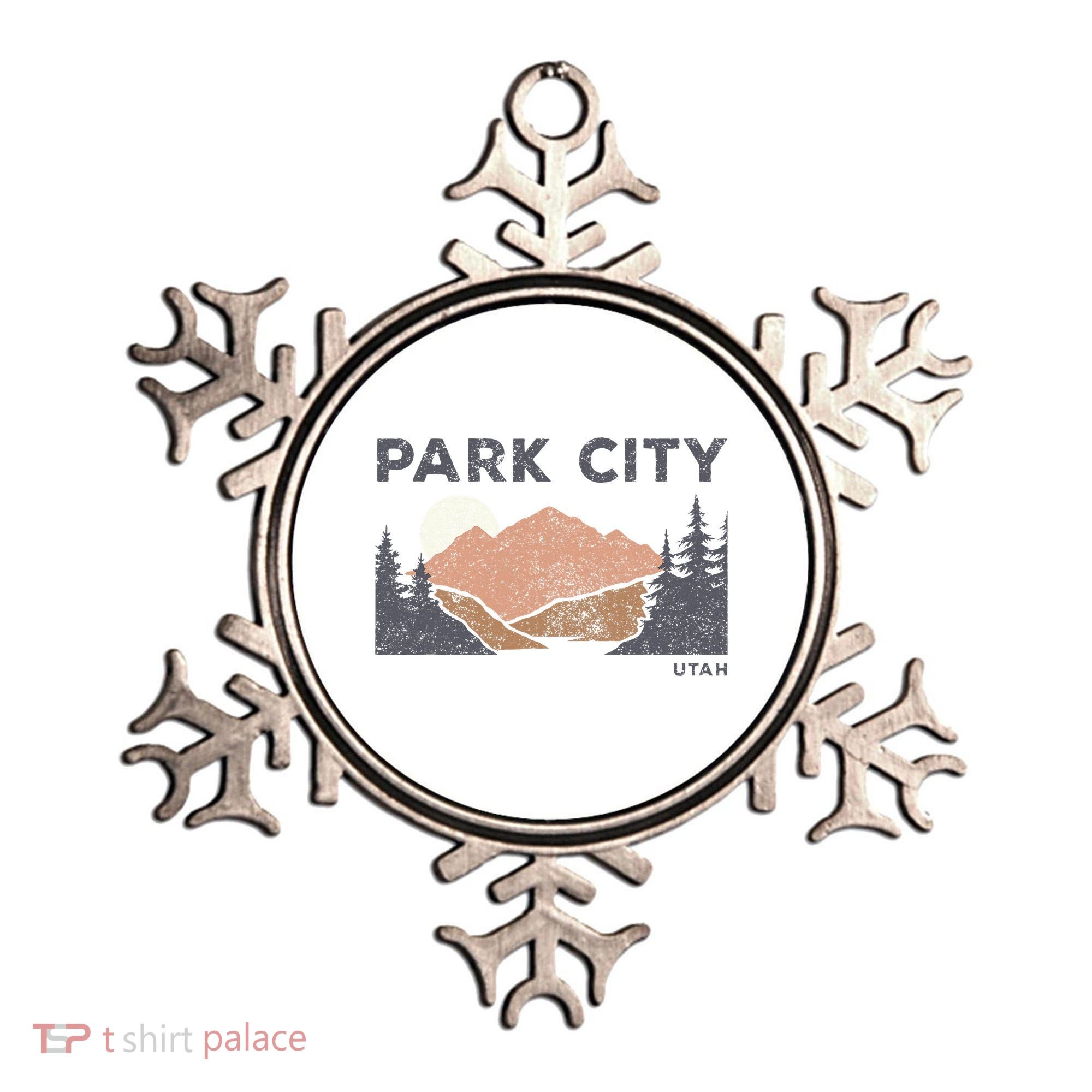 Park City Utah Faded Mountain Forest Hiking Ornament