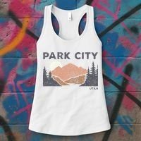 Park City Utah Faded Mountain Forest Hiking Women's Tank Top thumb 3