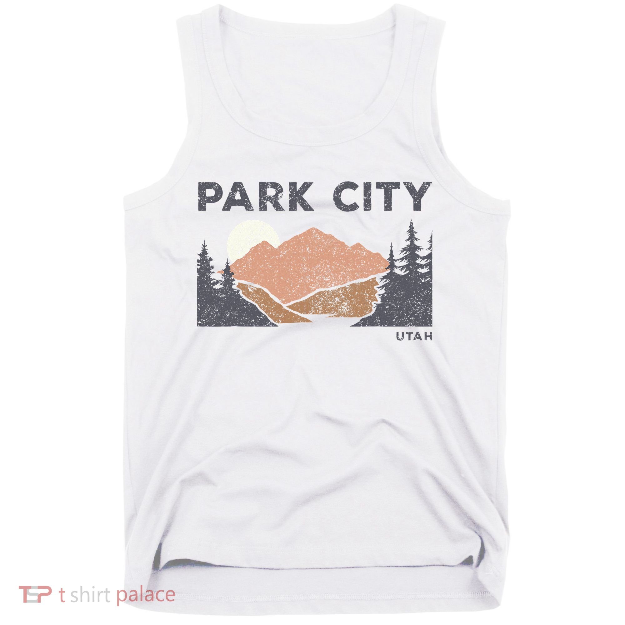 Park City Utah Faded Mountain Forest Hiking Tank Top