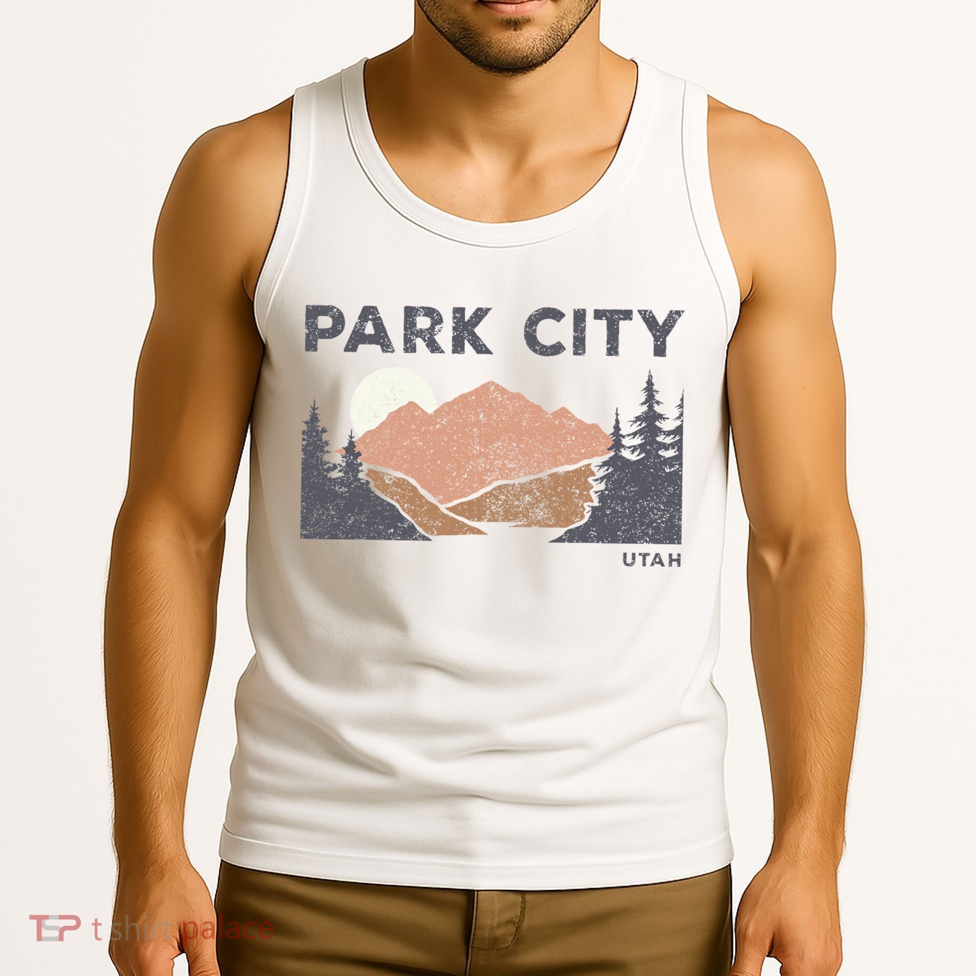 Park City Utah Faded Mountain Forest Hiking Tank Top