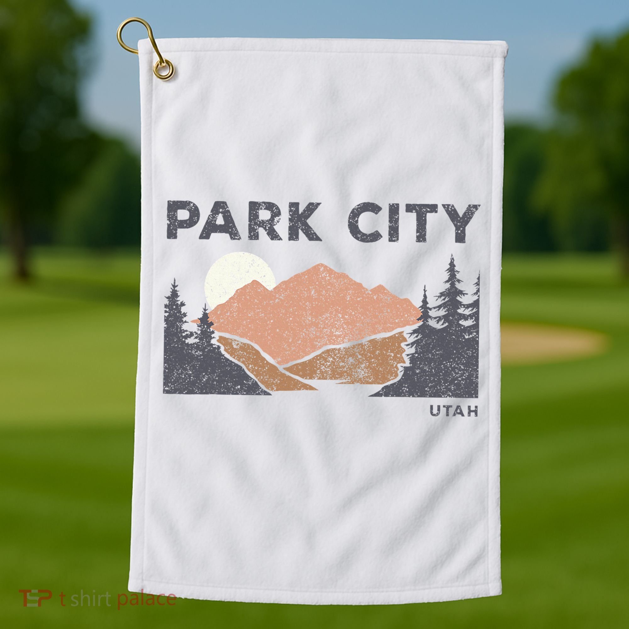 Park City Utah Faded Mountain Forest Hiking Golf Towel