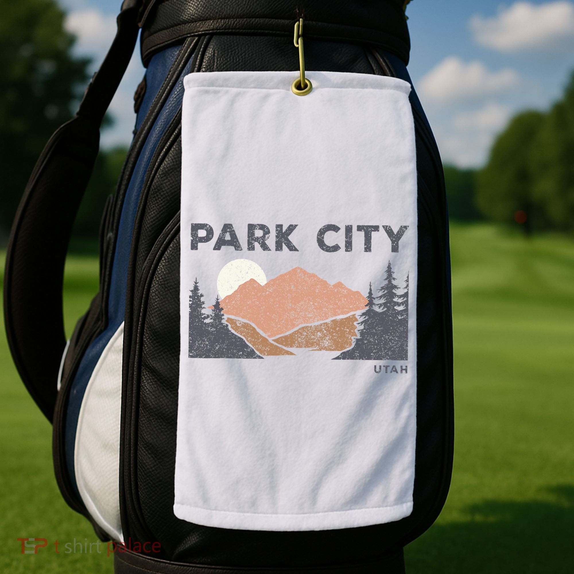Park City Utah Faded Mountain Forest Hiking Golf Towel