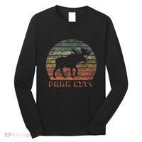 Park City Utah Moose Retro Sunset Nature Travel Long Sleeve Shirt thumb 0