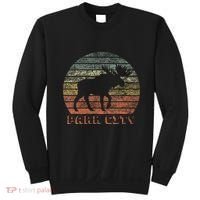 Park City Utah Moose Retro Sunset Nature Travel Sweatshirt thumb 0
