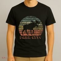 Park City Utah Moose Retro Sunset Nature Travel T-Shirt thumb 3