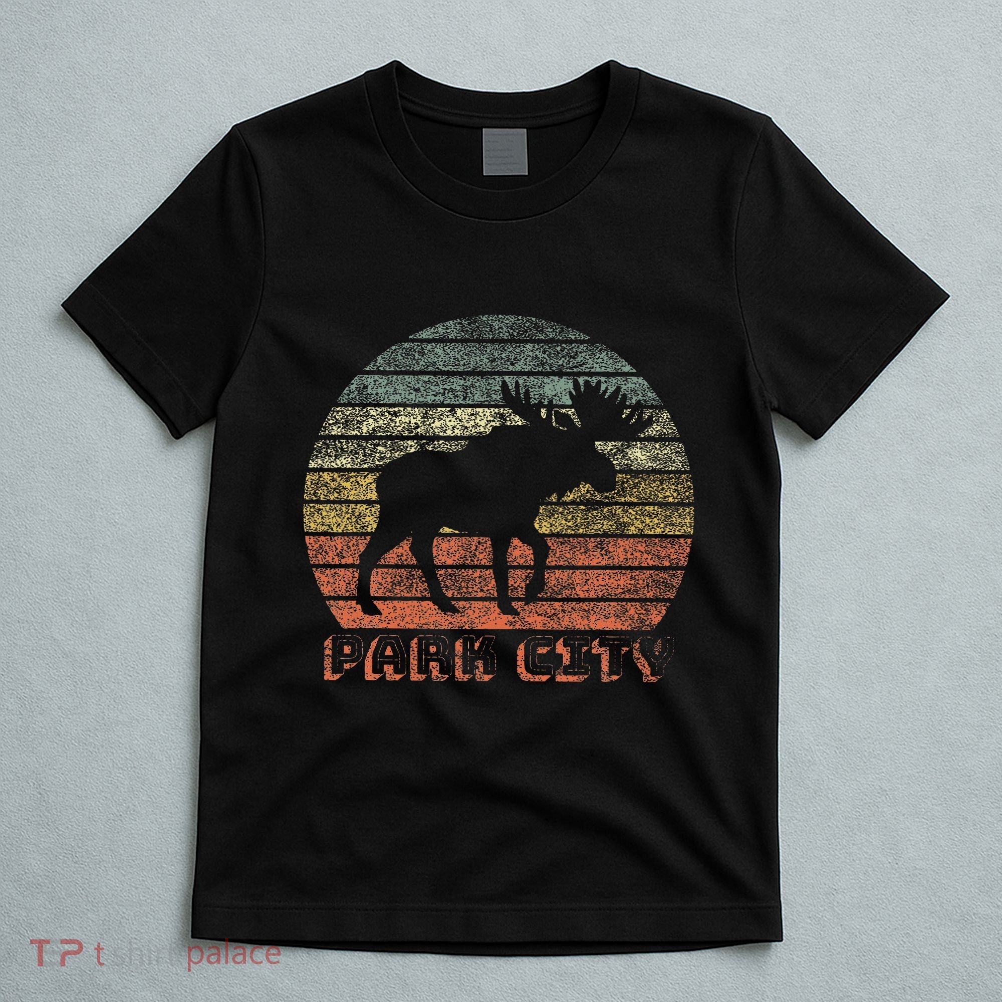 Park City Utah Moose Retro Sunset Nature Travel T-Shirt