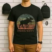 Park City Utah Moose Retro Sunset Nature Travel T-Shirt thumb 6