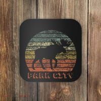 Park City Utah Moose Retro Sunset Nature Travel Coaster thumb 0