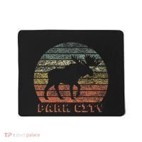 Park City Utah Moose Retro Sunset Nature Travel Mousepad thumb 0