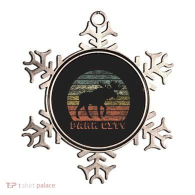 Park City Utah Moose Retro Sunset Nature Travel Ornament