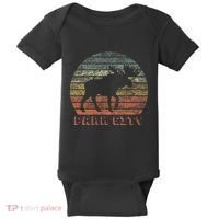 Park City Utah Moose Retro Sunset Nature Travel Baby Bodysuit thumb 0