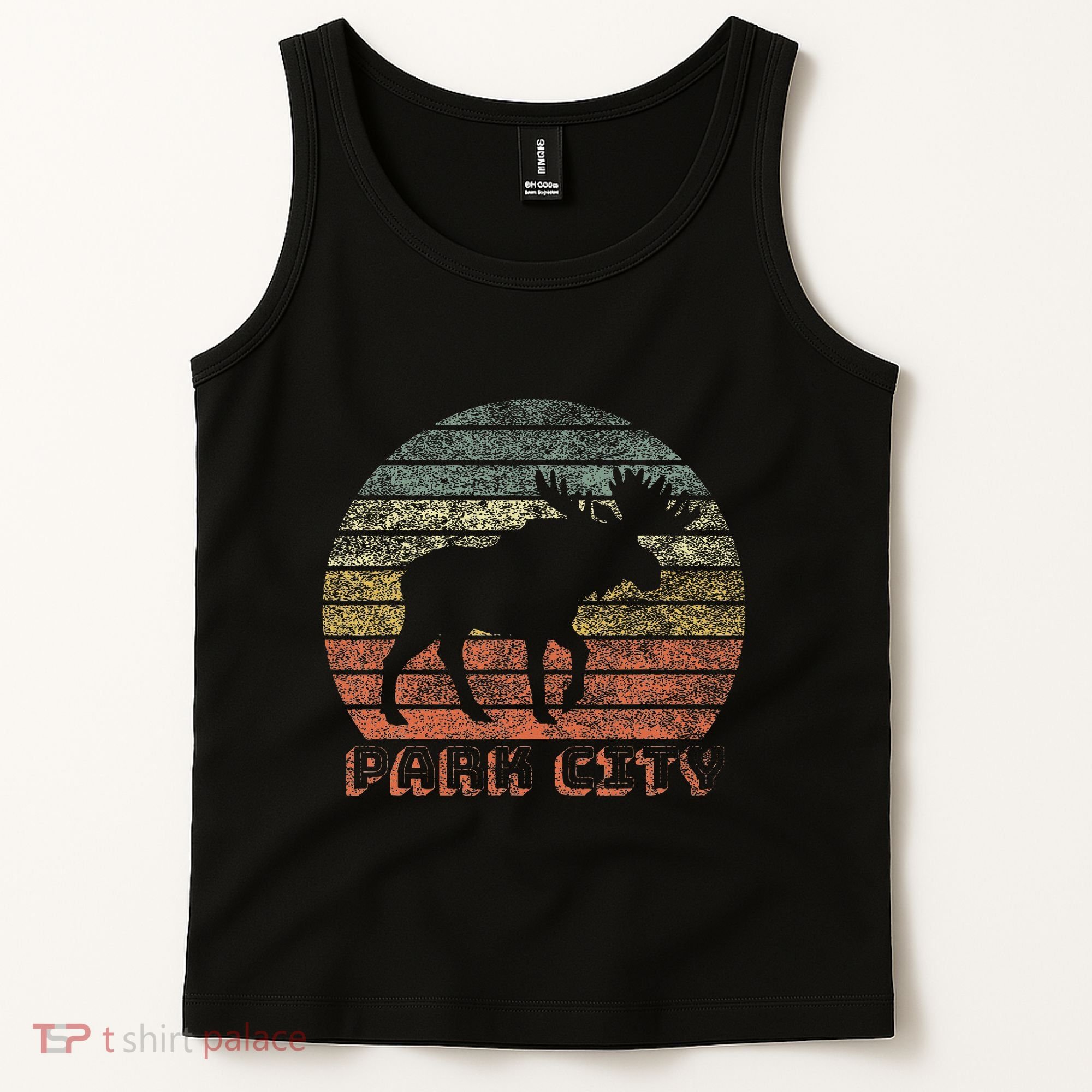 Park City Utah Moose Retro Sunset Nature Travel Tank Top