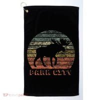 Park City Utah Moose Retro Sunset Nature Travel Golf Towel thumb 0