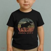 Park City Utah Moose Retro Sunset Nature Travel Toddler T-Shirt thumb 2