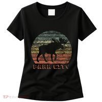 Park City Utah Moose Retro Sunset Nature Travel Women's T-Shirt thumb 0