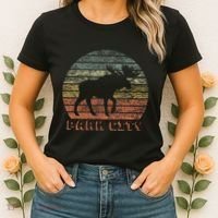 Park City Utah Moose Retro Sunset Nature Travel Women's T-Shirt thumb 2