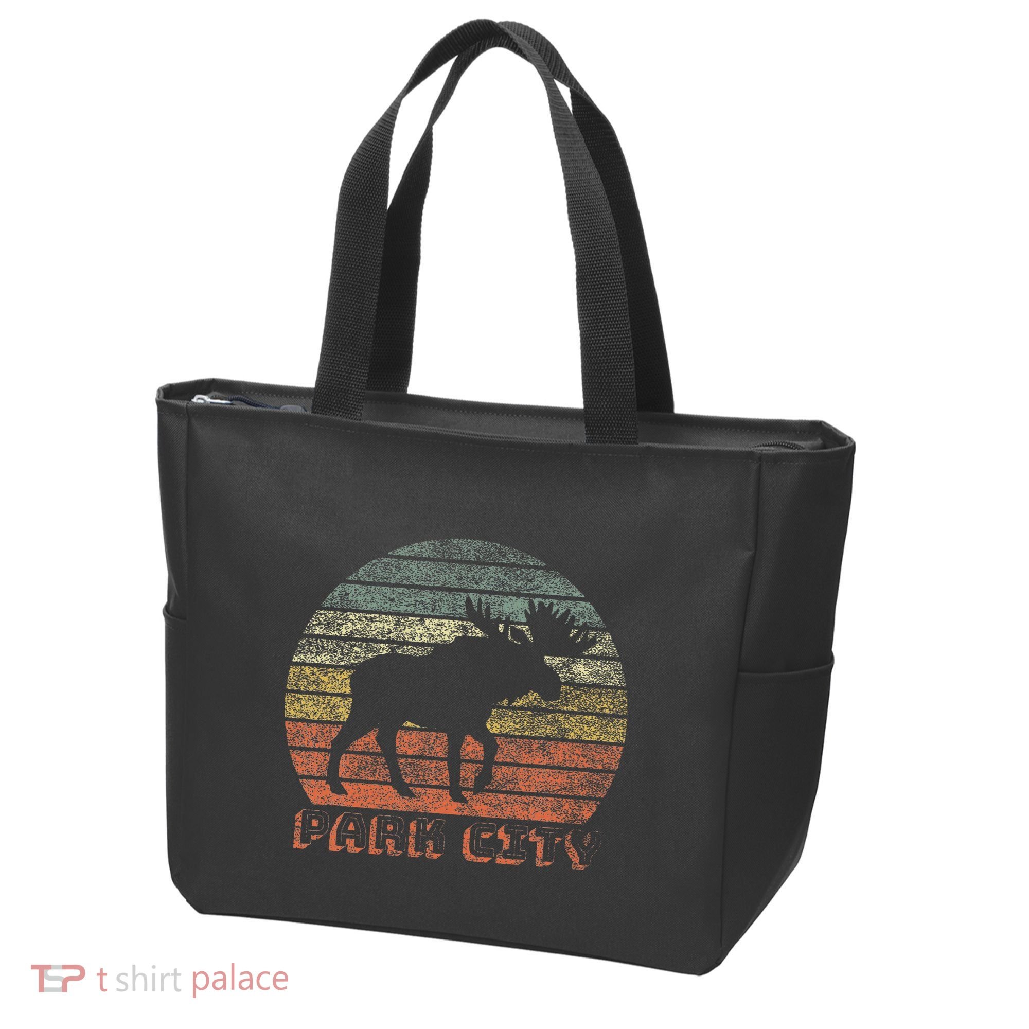 Park City Utah Moose Retro Sunset Nature Travel Tote Bag
