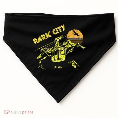 Park City Utah Distressed Retro Skiing USA-Made Doggie Bandana