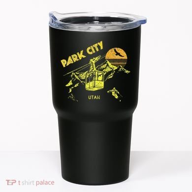 Park City Utah Distressed Retro Skiing Tumbler