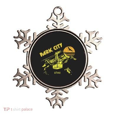 Park City Utah Distressed Retro Skiing Ornament