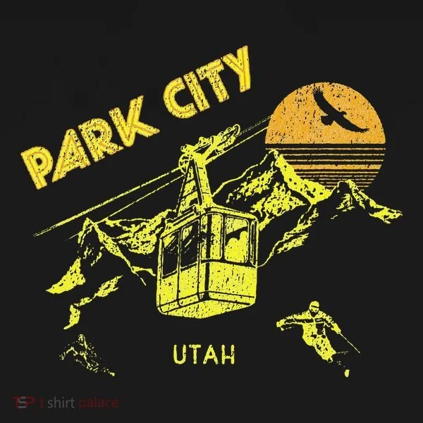 Park City Utah Distressed Retro Skiing Ornament