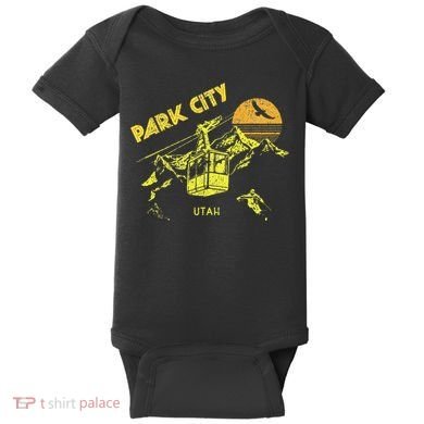 Park City Utah Distressed Retro Skiing Baby Bodysuit