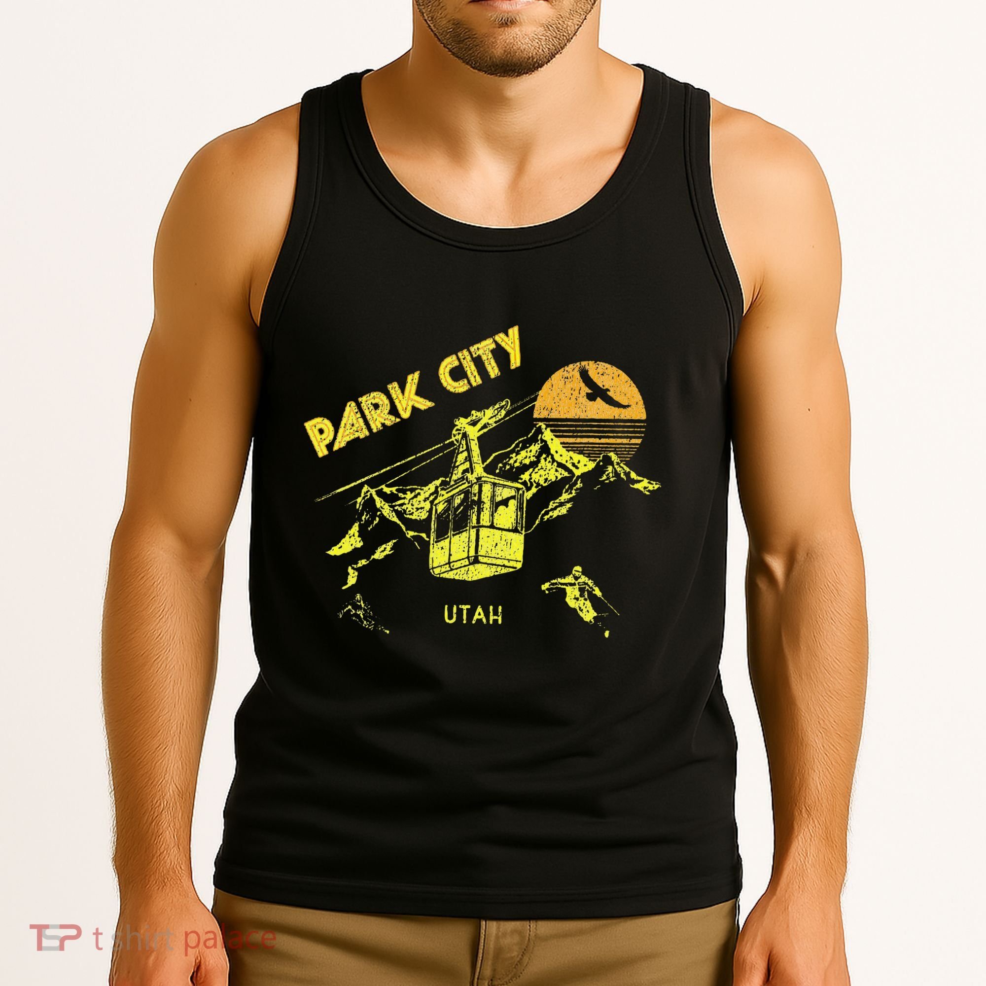 Park City Utah Distressed Retro Skiing Tank Top