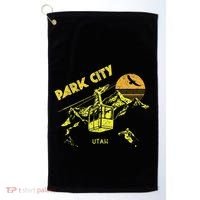 Park City Utah Distressed Retro Skiing Golf Towel thumb 0
