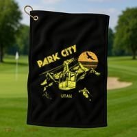 Park City Utah Distressed Retro Skiing Golf Towel thumb 1