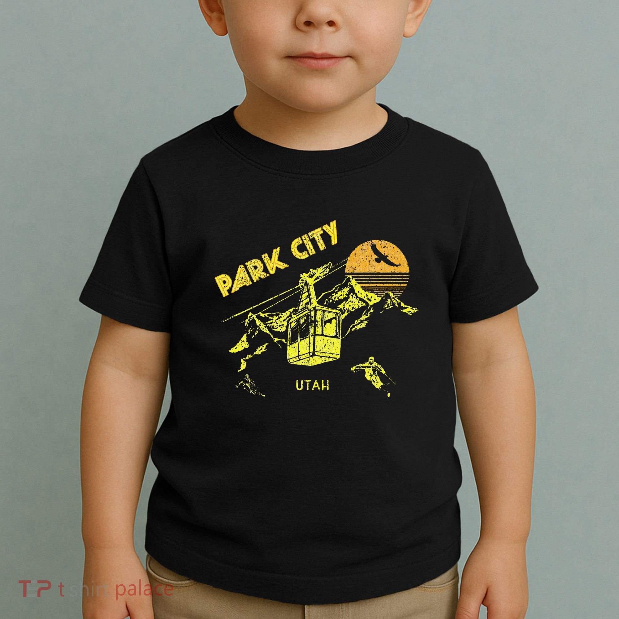 Park City Utah Distressed Retro Skiing Toddler T-Shirt