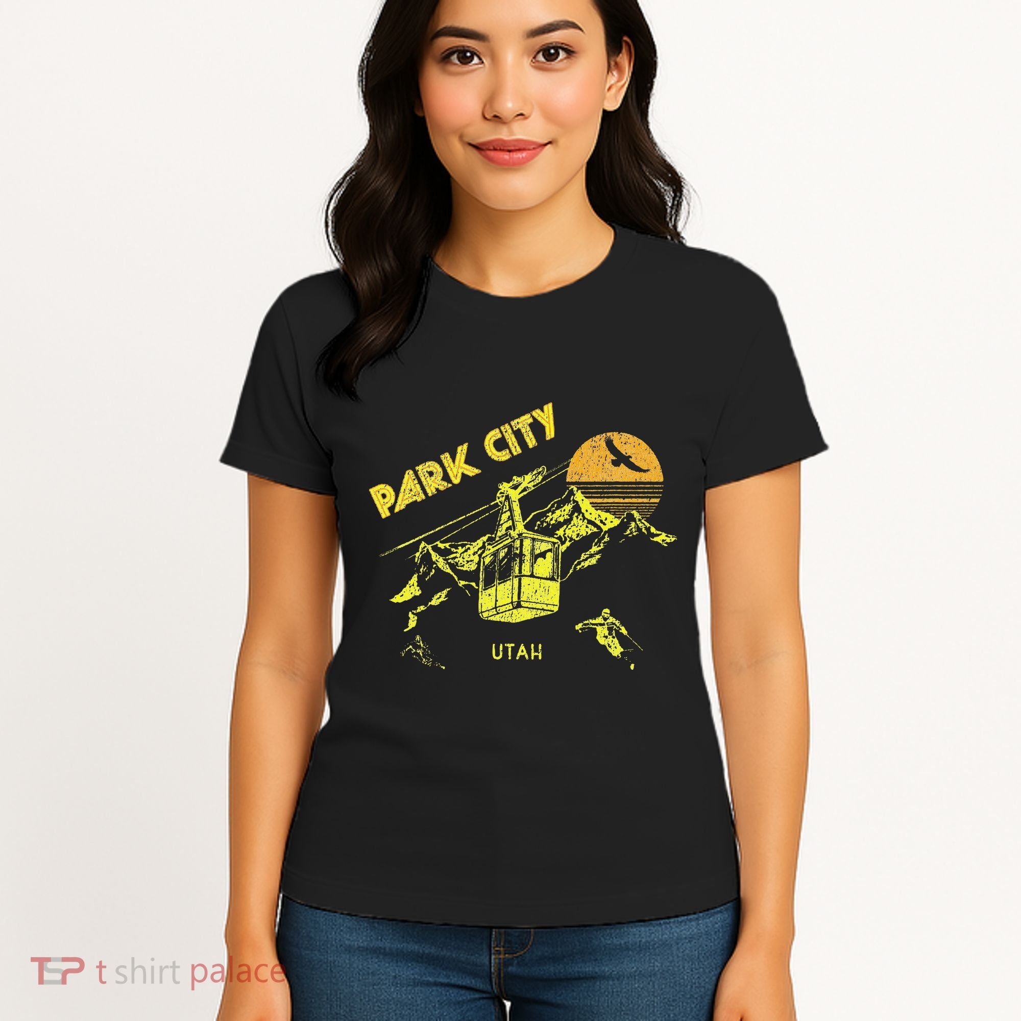 Park City Utah Distressed Retro Skiing Women's T-Shirt