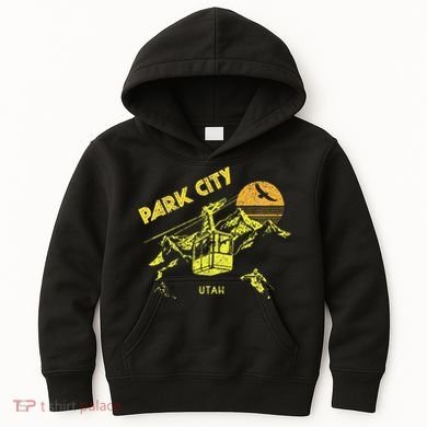 Park City Utah Distressed Retro Skiing Kids Hoodie