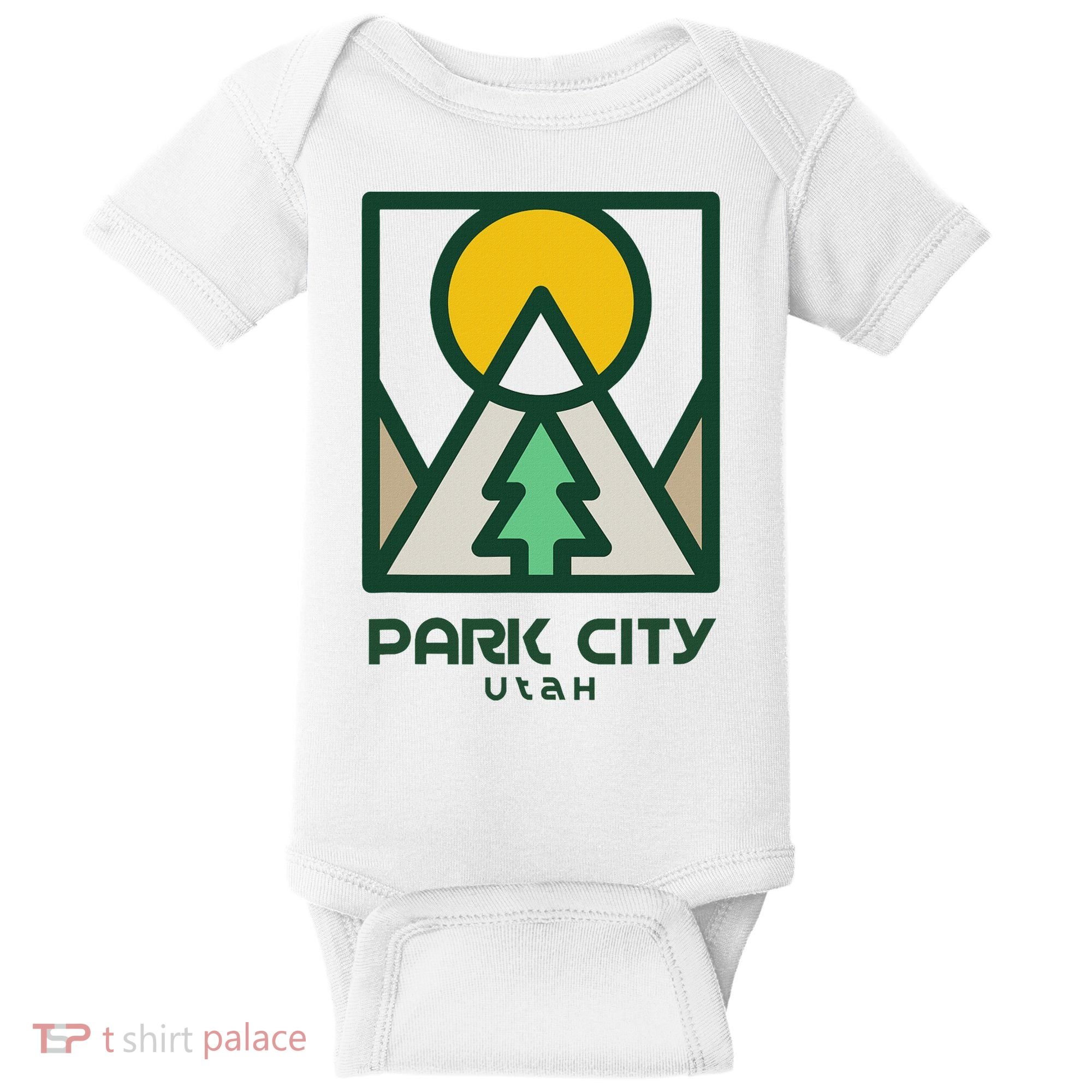 Park City Utah Mountains Tree Baby Bodysuit