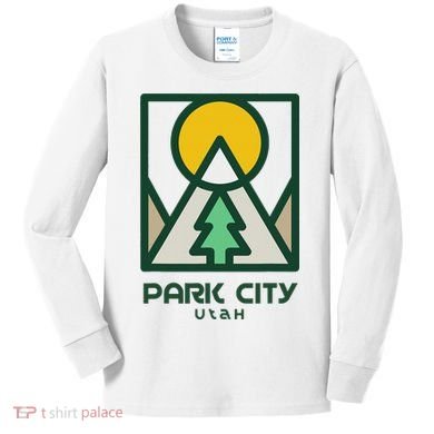 Park City Utah Mountains Tree Kids Long Sleeve Shirt