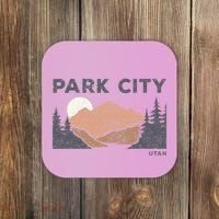 Park City Utah Faded Mountain Forest Hiking Coaster thumb 0