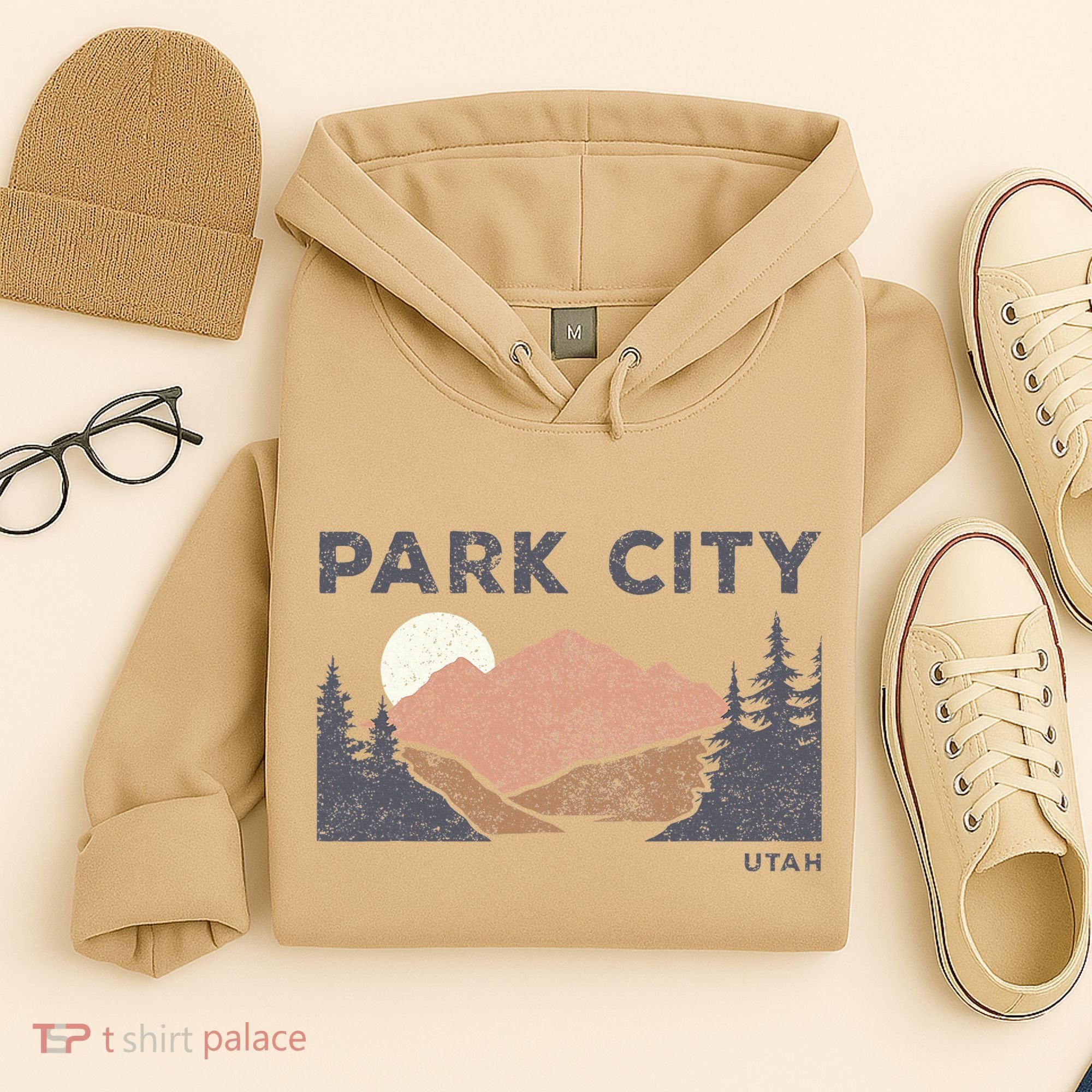 Park City Utah Faded Mountain Forest Hiking Hoodie