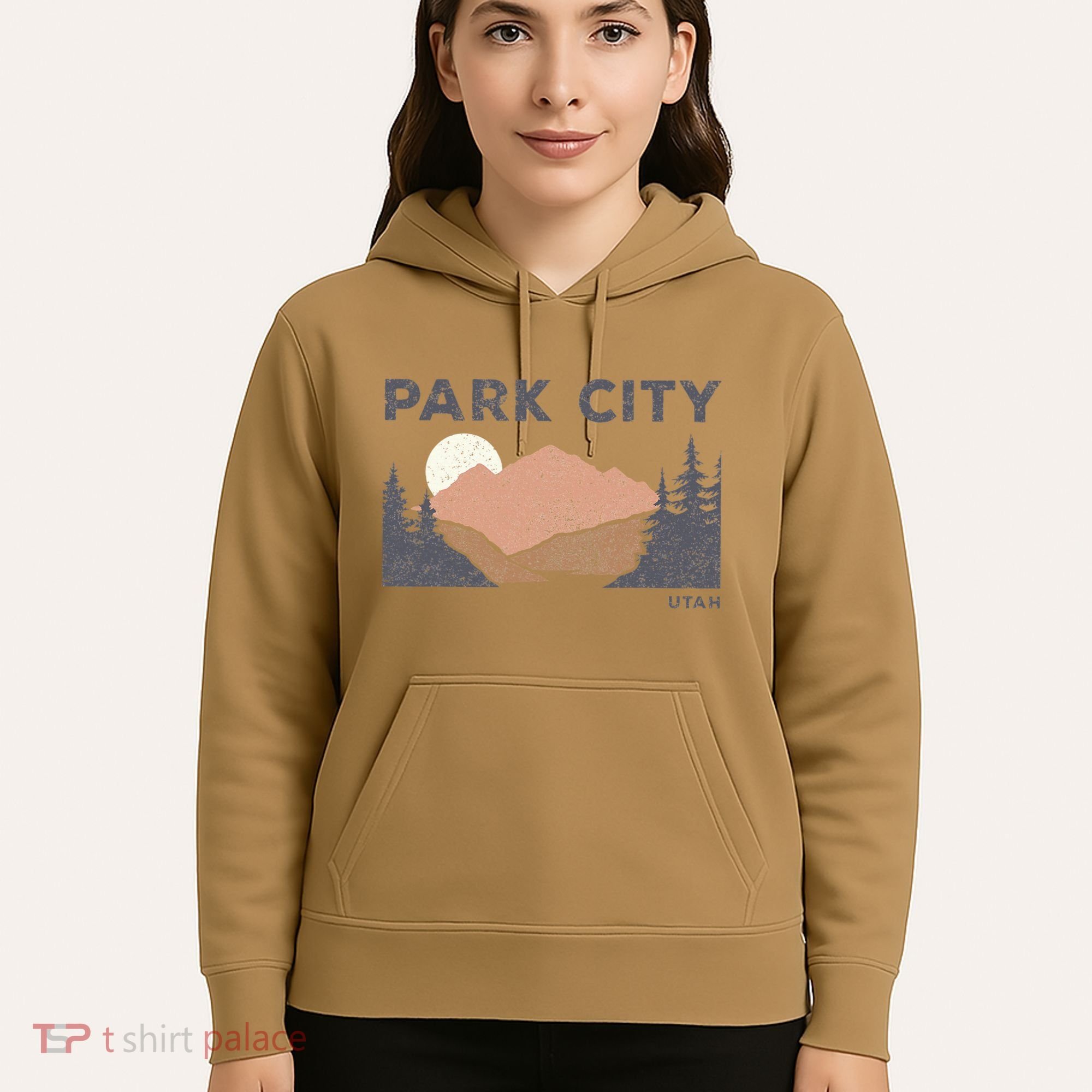 Park City Utah Faded Mountain Forest Hiking Hoodie