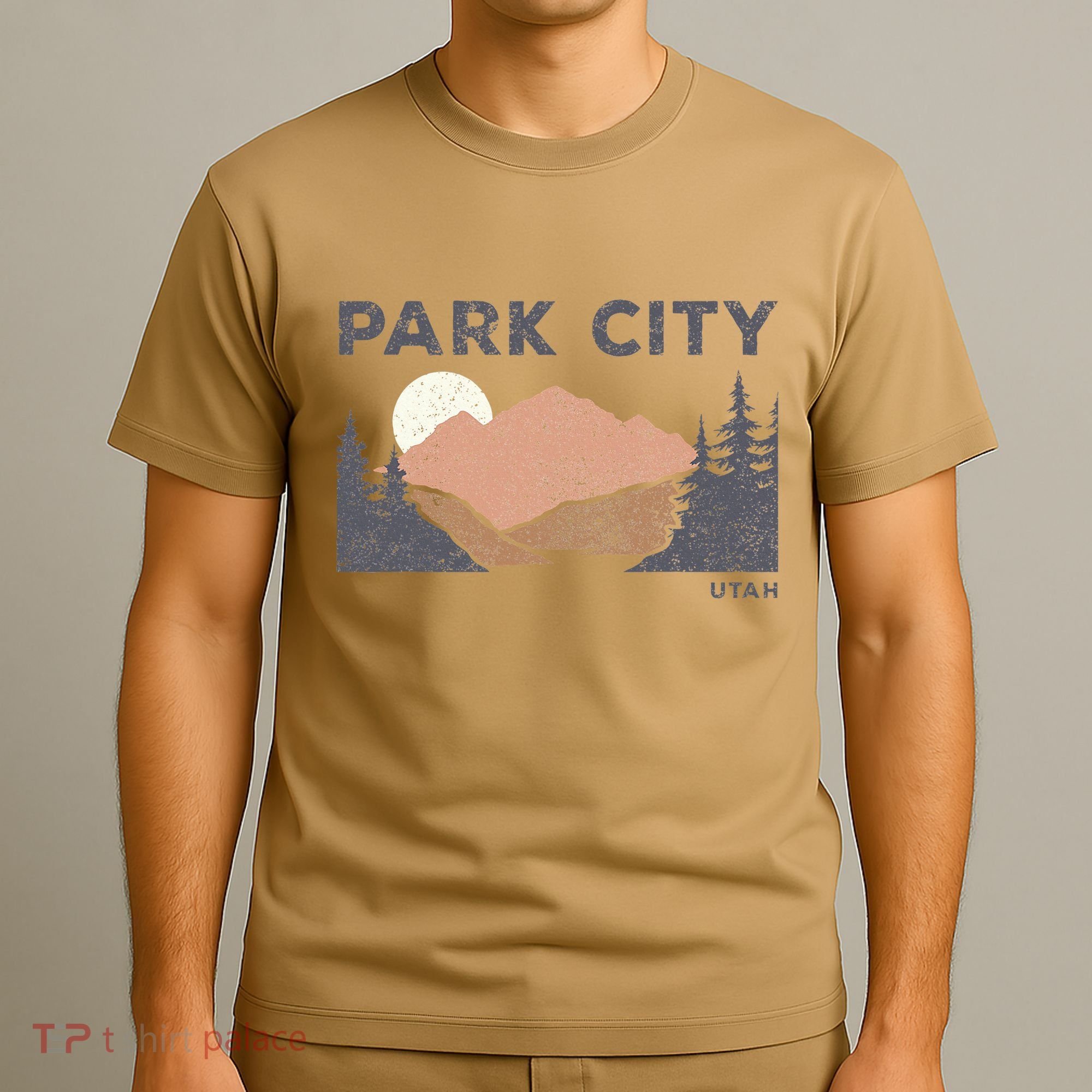 Park City Utah Faded Mountain Forest Hiking T-Shirt